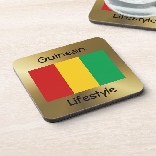 Guinee-Conakry Onderzetter met vlag en tekst (Linkerzijde)