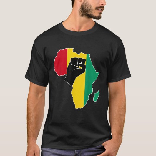 Guinee Conakry Vlag Afrika Kaart Rasta Kleuren Opg T-shirt (Voorkant)