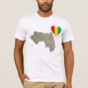 Guinee-Conakry vlag Heart en Map T-Shirt