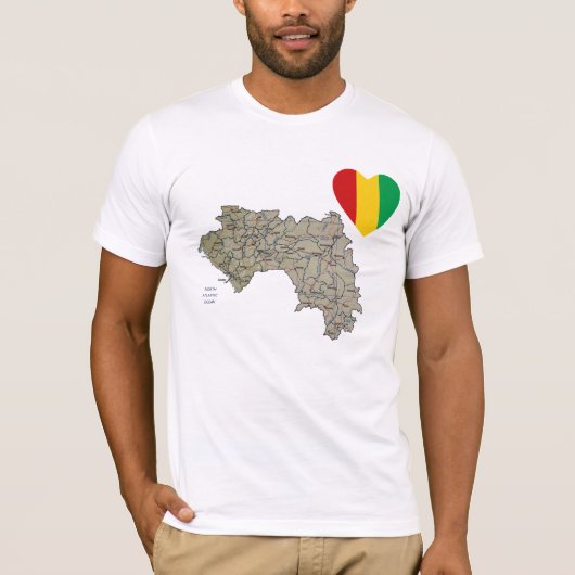 Guinee-Conakry vlag Heart en Map T-Shirt (Voorkant)