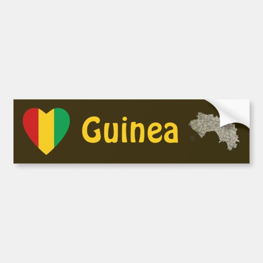 Guinee-Conakry vlag Heart + Map Bumpersticker (Voorkant)