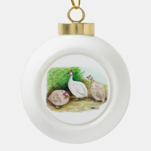 Guinee Fowl buiten Keramische Bal Ornament