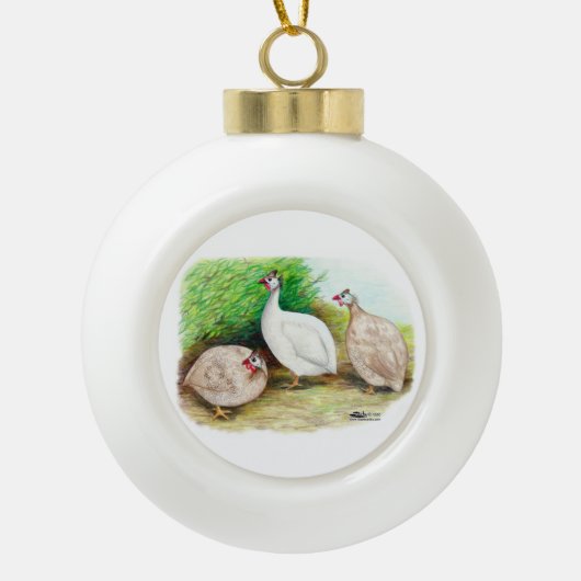 Guinee Fowl buiten Keramische Bal Ornament (Voorkant)
