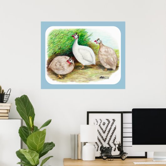 Guinee Fowl buiten Poster (Thuiskantoor)