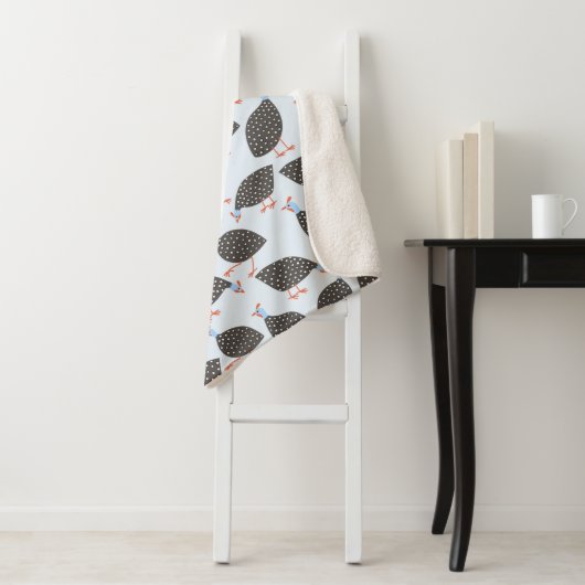 Guinee-Fowl Cute Bird Pattern Sherpa Deken (In situ)