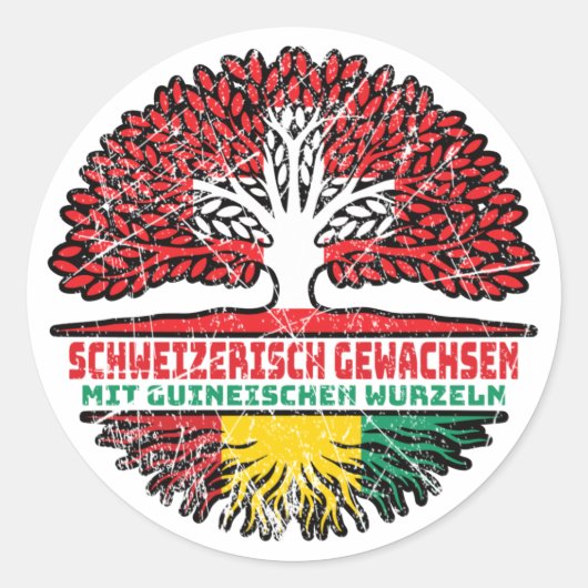 Guinee-Guinisch Schweizer Schweiz Baum Wurzel Ronde Sticker (Voorkant)