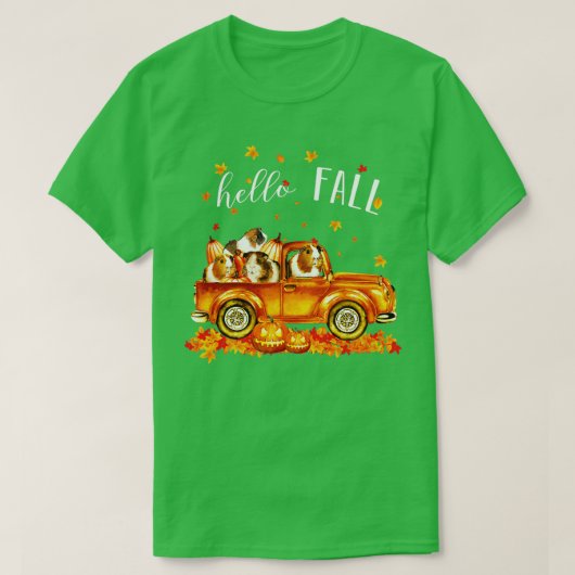 Guinee Hallo Herfst Guinee in Car Pumpkin Happy Ha T-shirt (Design voorkant)