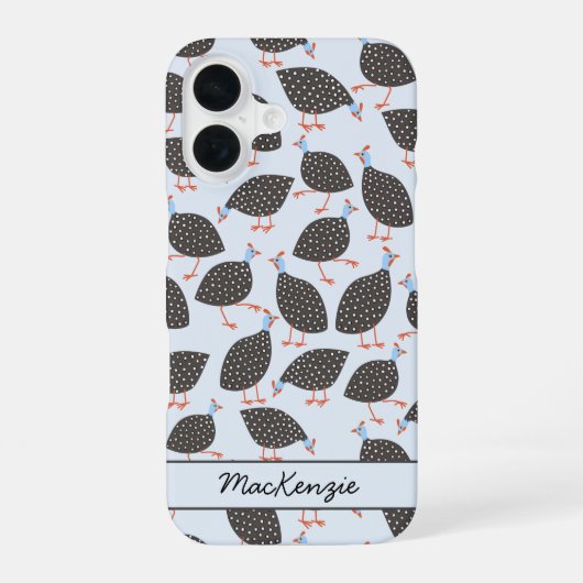 Guinee Hen Bird Pattern - Gepersonaliseerd iPhone 16 Hoesje (Achterkant)