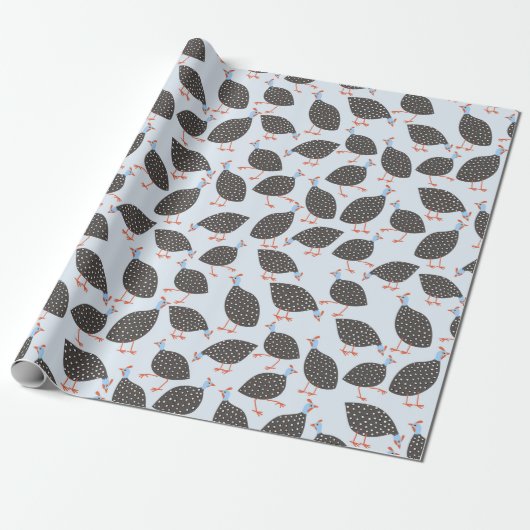 Guinee Hens Bird Pattern Cadeaupapier (Uitgerold)