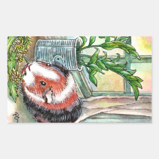 Guinee Pig bij het raam Rechthoekige Sticker (Voorkant)