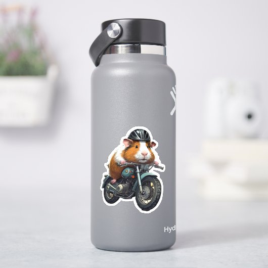 Guinee Pig Biker op  motorfiets, Road Trip Sticker (HydroFlask)