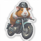 Guinee Pig Biker op  motorfiets, Road Trip Sticker (Voorkant)