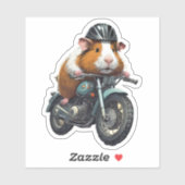 Guinee Pig Biker op  motorfiets, Road Trip Sticker (Vel)