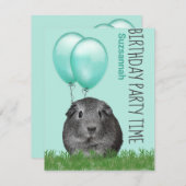 Guinee Pig Blauwgroen Ballonnen Custom Verjaardag Kaart (Voorkant / Achterkant)