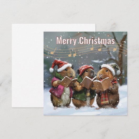 Guinee Pig Carol Singers Kerstbriefje Kaart Notitiekaartje (Voorkant / Achterkant)