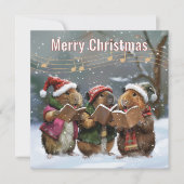 Guinee Pig Carol Singers Kerstbriefje Kaart Notitiekaartje (Voorkant)