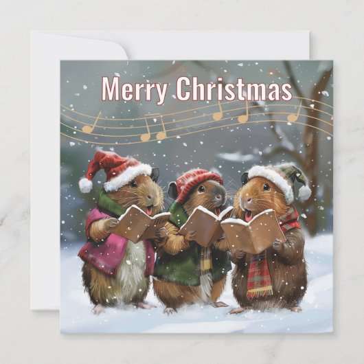 Guinee Pig Carol Singers Kerstbriefje Kaart Notitiekaartje (Voorkant)