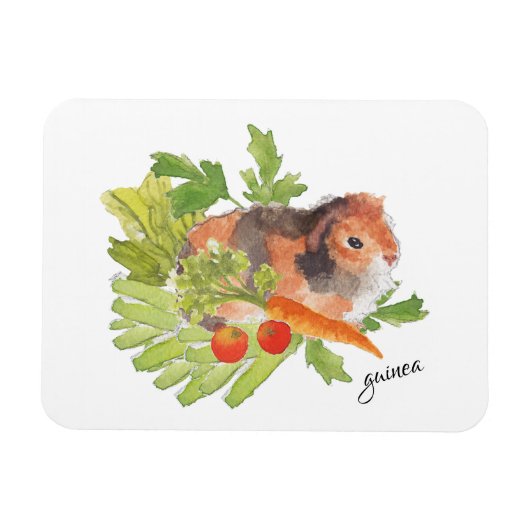Guinee Pig Carrot Salad Waterverf Magnet Magneet (Horizontaal)