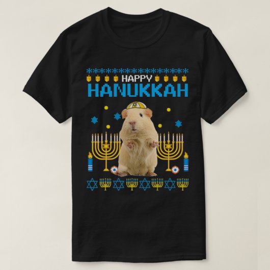 Guinee Pig Chanukah joodse Ugly Hanukkah Sweater P T-shirt (Design voorkant)