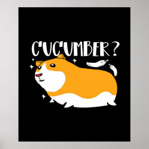 Guinee Pig Cucumber   Cute Guinea Pig   Kool Pet Poster