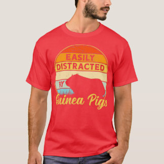 Guinee Pig Easily Distracted Retro Sunset Pet Rode T-shirt