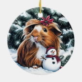 Guinee Pig en Sneeuwman Kerstmis Keramisch Ornament (Achterkant)