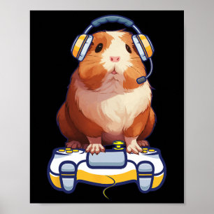 Guinee Pig En Video Gamer Lover Fluffy Cavy Gamer Poster