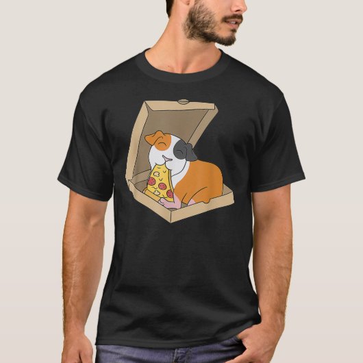 Guinee Pig Eten Pizza Grappig Huisdier T-shirt (Voorkant)