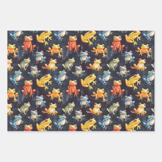 Guinee Pig, Frog & Fish Chalk Tekening Schattigee Inpakpapier Vel (Voorkant 2)