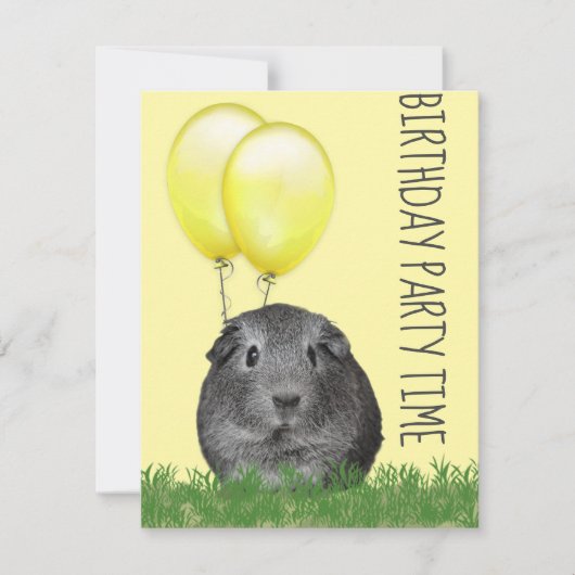 Guinee Pig Gele Ballonnen Aangepaste Verjaardag Kaart (Voorkant)