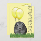 Guinee Pig Gele Ballonnen Aangepaste Verjaardag Kaart (Voorkant / Achterkant)