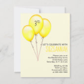 Guinee Pig Gele Ballons Aangepaste Verjaardag Invi Kaart (Achterkant)