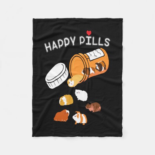 Guinee Pig Gift | Happy Pills Guinea Pig Fleece Deken (Voorkant)