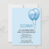 Guinee Pig Girly Blauwe Ballon Custom Verjaardag Kaart (Achterkant)