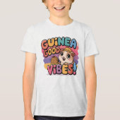 Guinee Pig Goede Vibes Kleurrijke Kunst Tri-Blend Shirt (Voorkant)