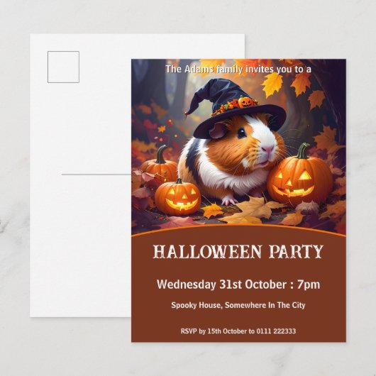 Guinee Pig Halloween Party Uitnodiging Briefkaart (Voorkant / Achterkant)