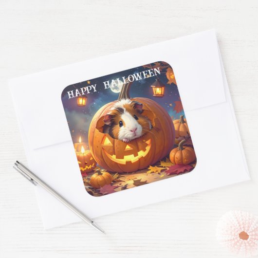 Guinee Pig Halloween Vierkante Sticker (Envelop)