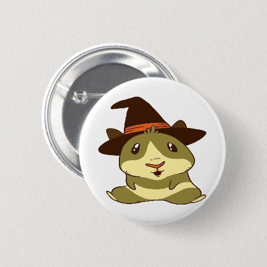 Guinee Pig Halloween Witch Ronde Button 5,7 Cm (Voorkant /achterkant)