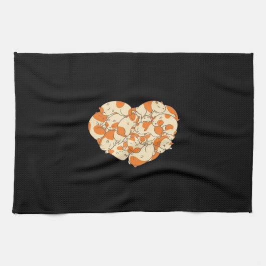 Guinee Pig Heart Love | Cute Baby Guinee Pig Theedoek (Horizontaal)