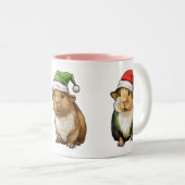Guinee Pig Kerst draag Santa Hat Tweekleurige Koffiemok (Voorkant rechts)