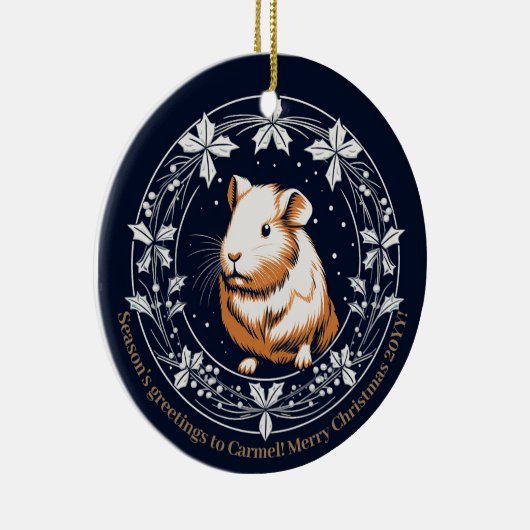 Guinee Pig Kerst Ornament Naam Gepersonaliseerd (Rechts)