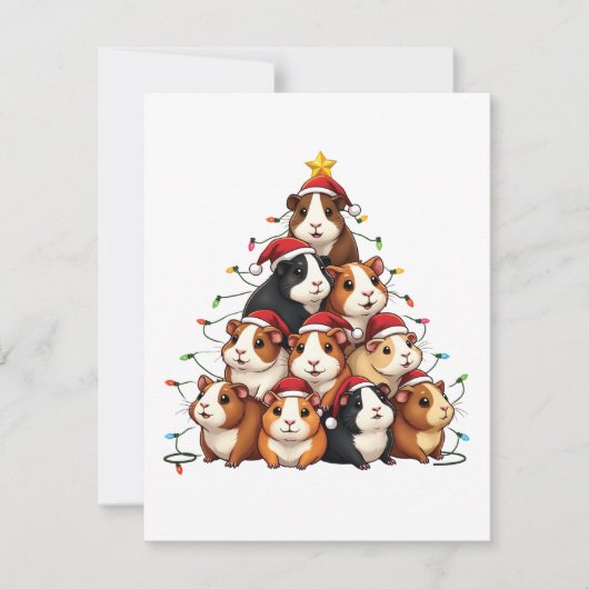 Guinee Pig Kerstboom Vrolijk Kerstfeest Feestdagenkaart (Voorkant)