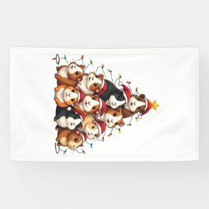 Guinee Pig Kerstboom Vrolijk Kerstfeest Spandoek