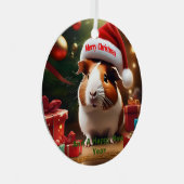 Guinee Pig Kerstgroet, Metalen Ornament (Voorkant Rechts)
