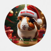 Guinee Pig Kerstgroet, Metalen Ornament (Voorkant)