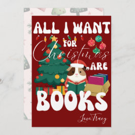 Guinee Pig lezen boek onder de kerstboom Feestdagenkaart