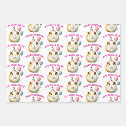 Guinee Pig Liefhebber verjaardagsfeest cadeau Inpakpapier Vel (Voorkant 3)