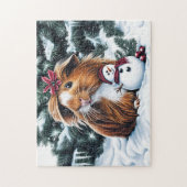 Guinee Pig Met Sneeuwman Legpuzzel (Verticaal)