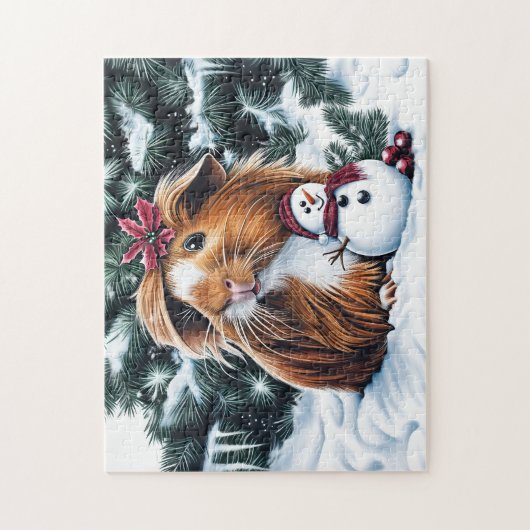 Guinee Pig Met Sneeuwman Legpuzzel (Verticaal)