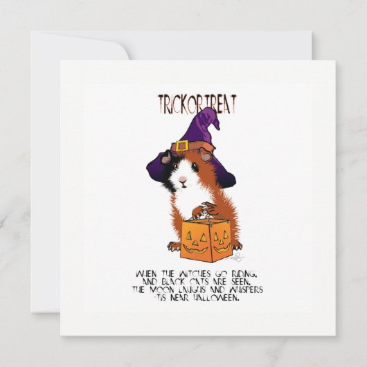 Guinee Pig 'n Pumpkin Halloween Kaart (Voorkant)